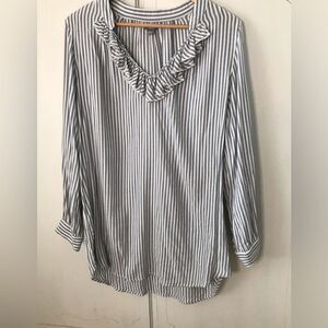 Aerie Ruffle Stripe Tunic Top Size L